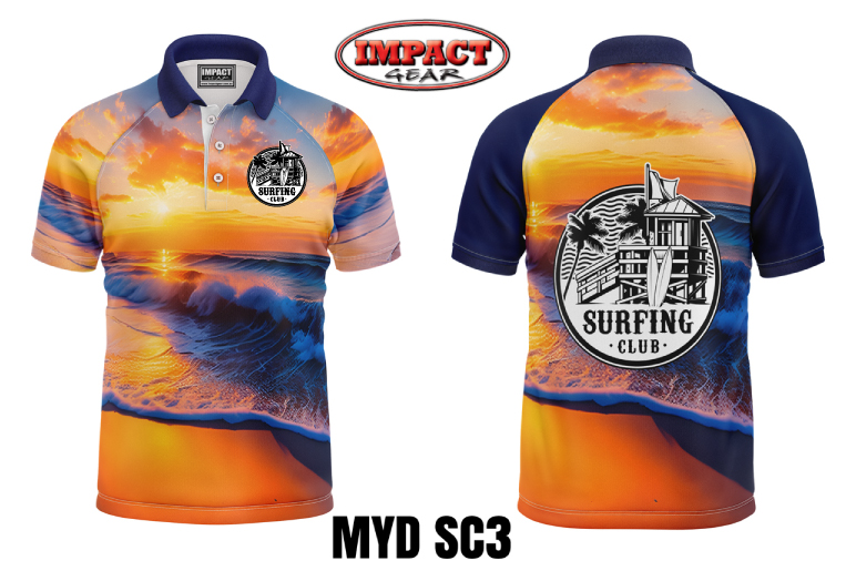 MYD SC3 Beach Surf Life Saving Sublimated Polo shirt design, Custom made,