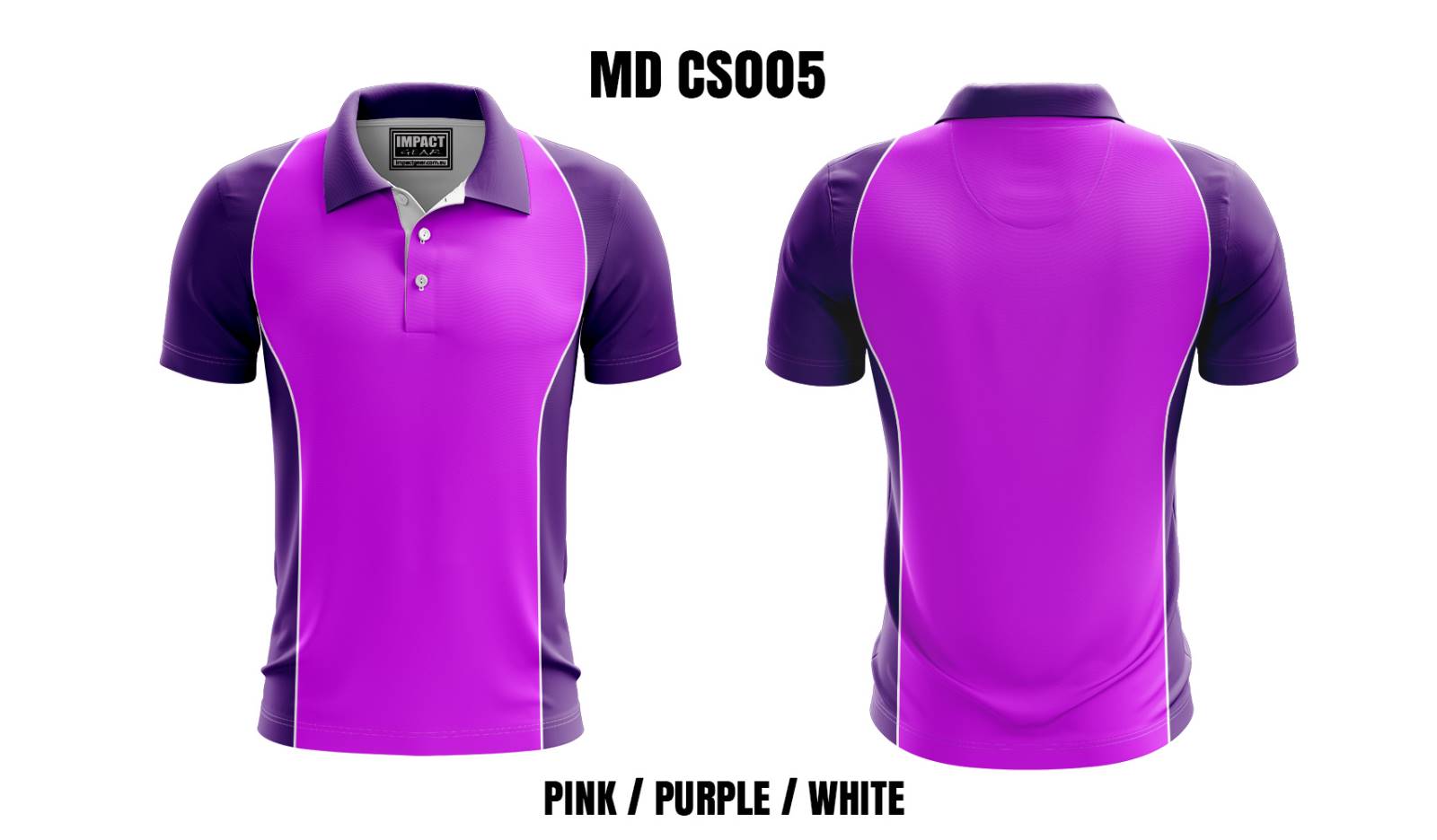 MD CS005 Sublimated Polo shirt Pink-Purple-White