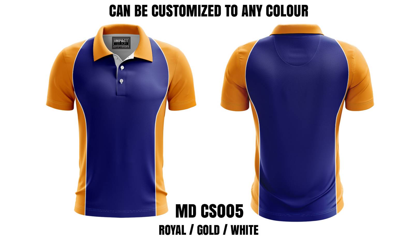 Royal /Gold/White Sublimated Polo shirts Custom made, Oz Cap