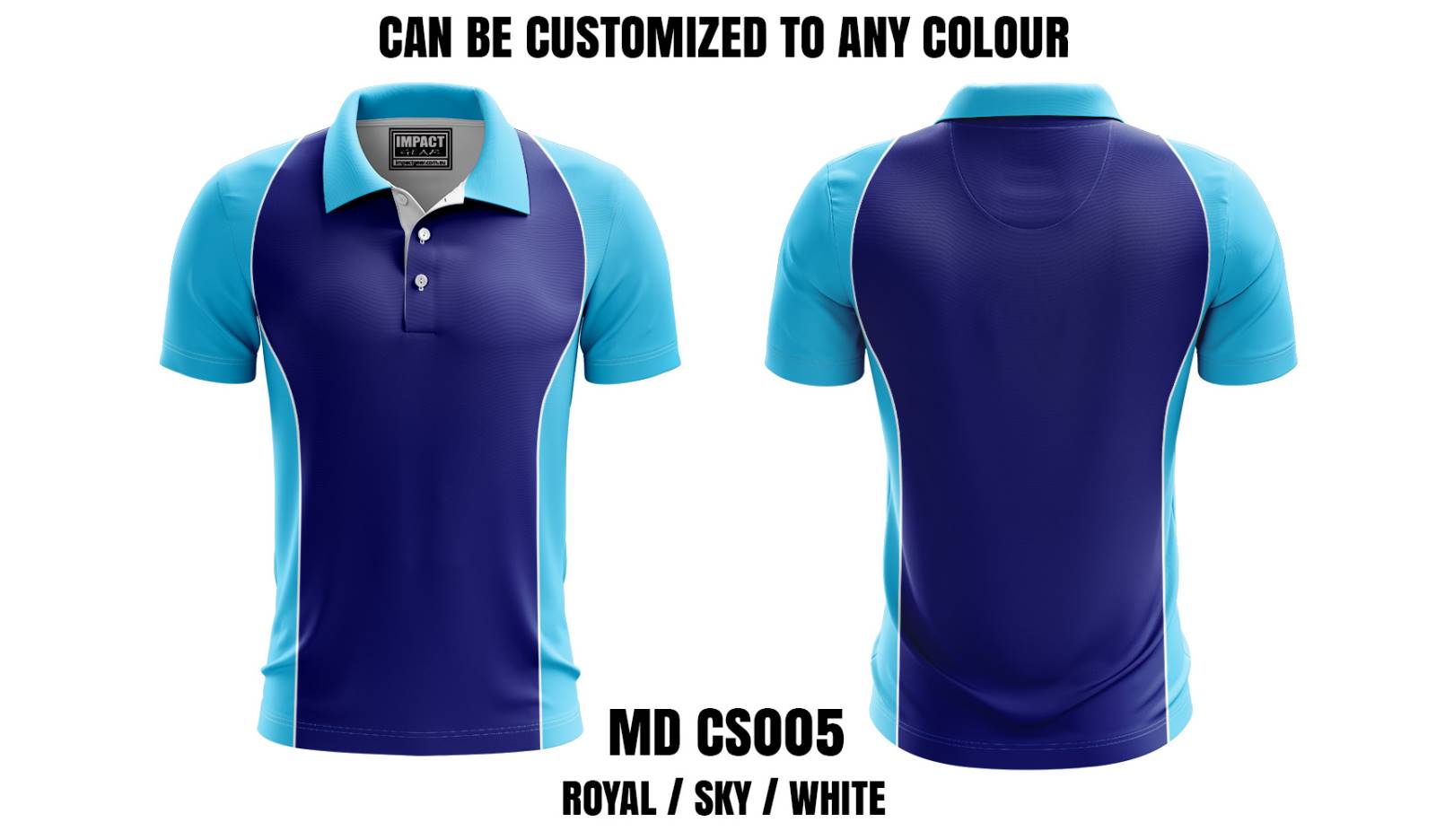 MD CS005  Royal Blue-Sky/White Sublimated Polo shirt,