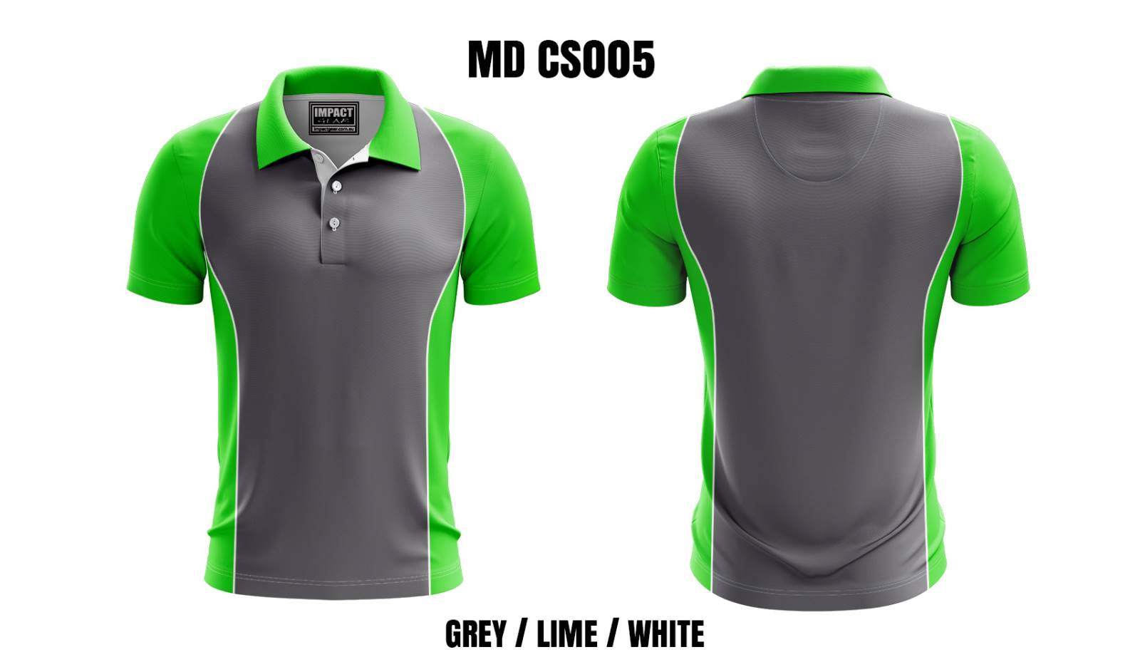 Grey-Lime-White Fully Dye Sublimated Polo shirt Australian, Impact gear