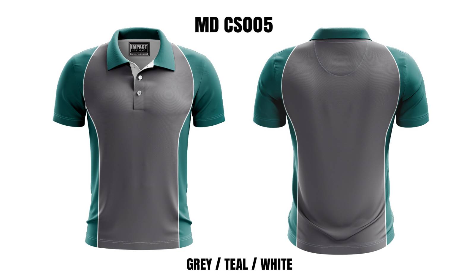 Grey/Teal/White Sublimated Custom madePolo shirt Impact gear