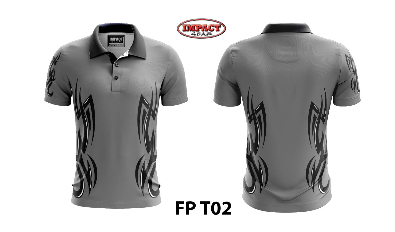 FP T02 Sublimated Shirt design Grey Black, Impact gear