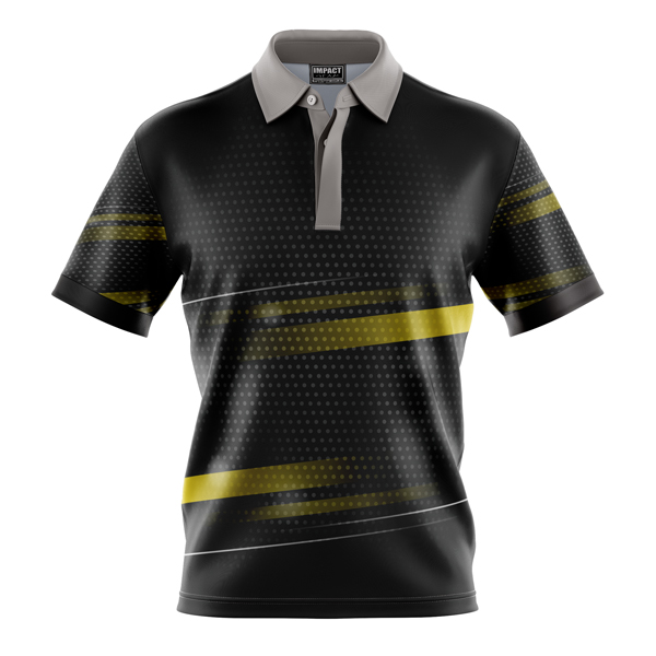 Dye SUBLIMATION Polo Shirt, Black dots Gold Stripes, Custom made, Cool Dry 