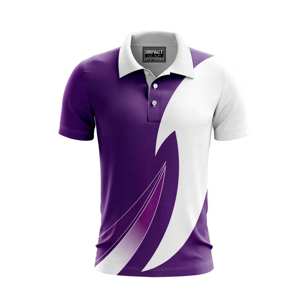 Denvor Sublimated Purple White Polo shirt custom made