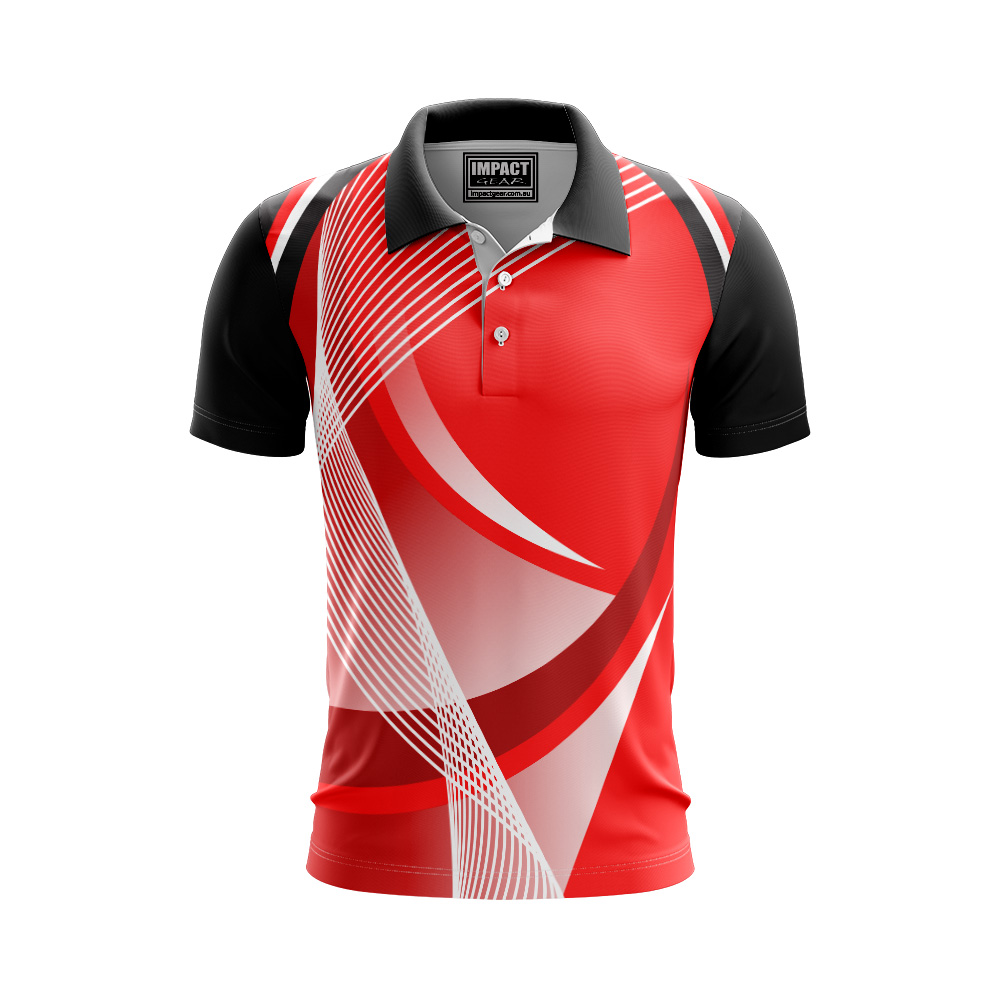 FP 375 Black Red Pattern Sublimated Polo shirt.