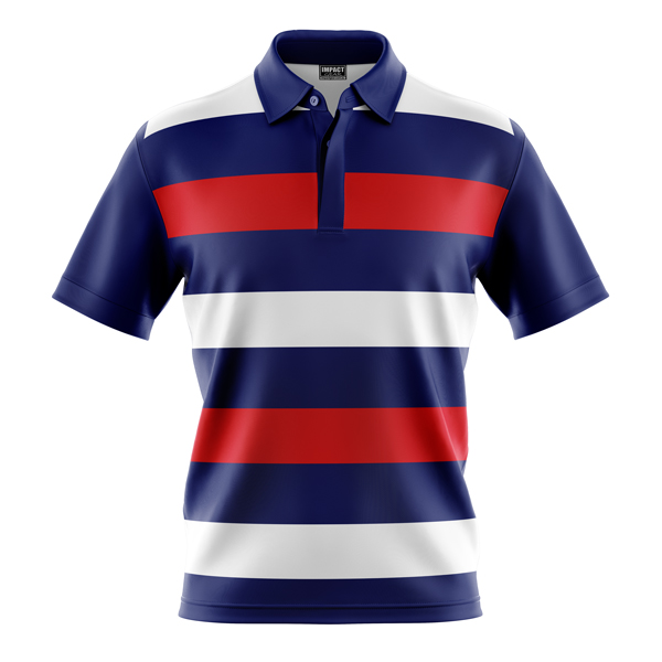 cUSTOM MADE, dYE sUBLIMATED pOLO SHIRT, Design, White, Red , Blue Stripe,Club Shirts, Cool Dry