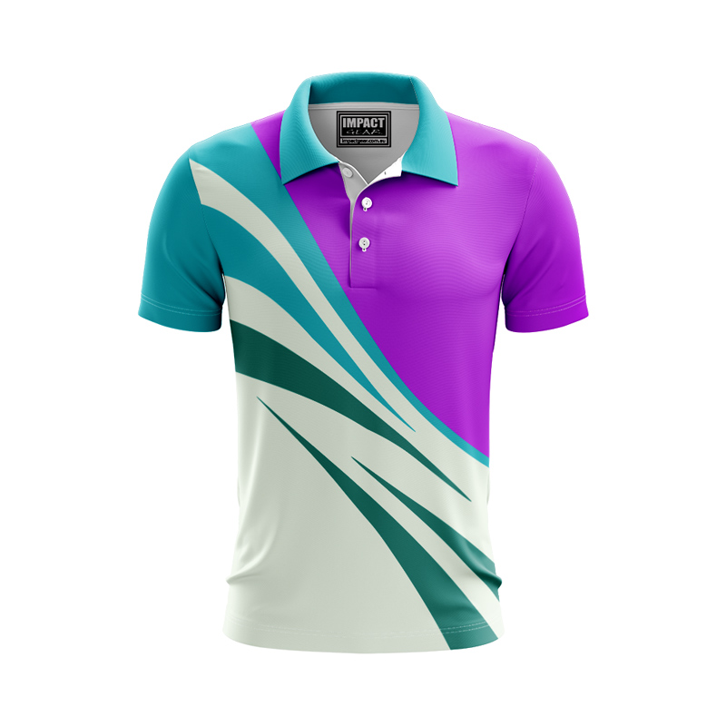 Sublimated Polo Shirt, White, Teal, Aqua, Purple, Custom made 