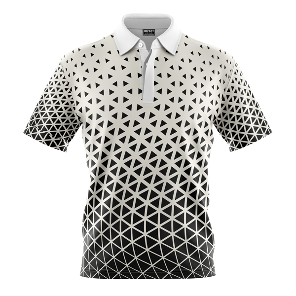 fully Dye Sublimated Polo shirt, Design Black White Triangles, Custom made , DYO