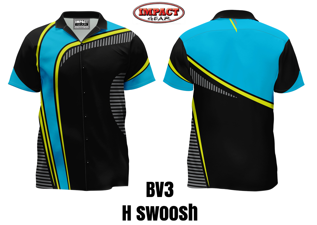 BV3 Swoosh Design Black Hawaiian Shirt Custom made, Change any colour