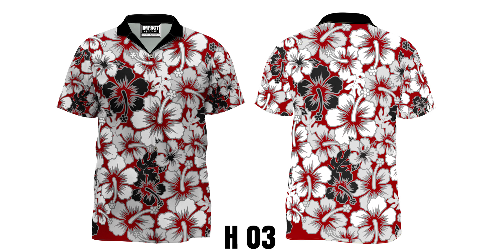 H 03 Red Black White Hawaiian shirt, Custom made, Sublimated 
