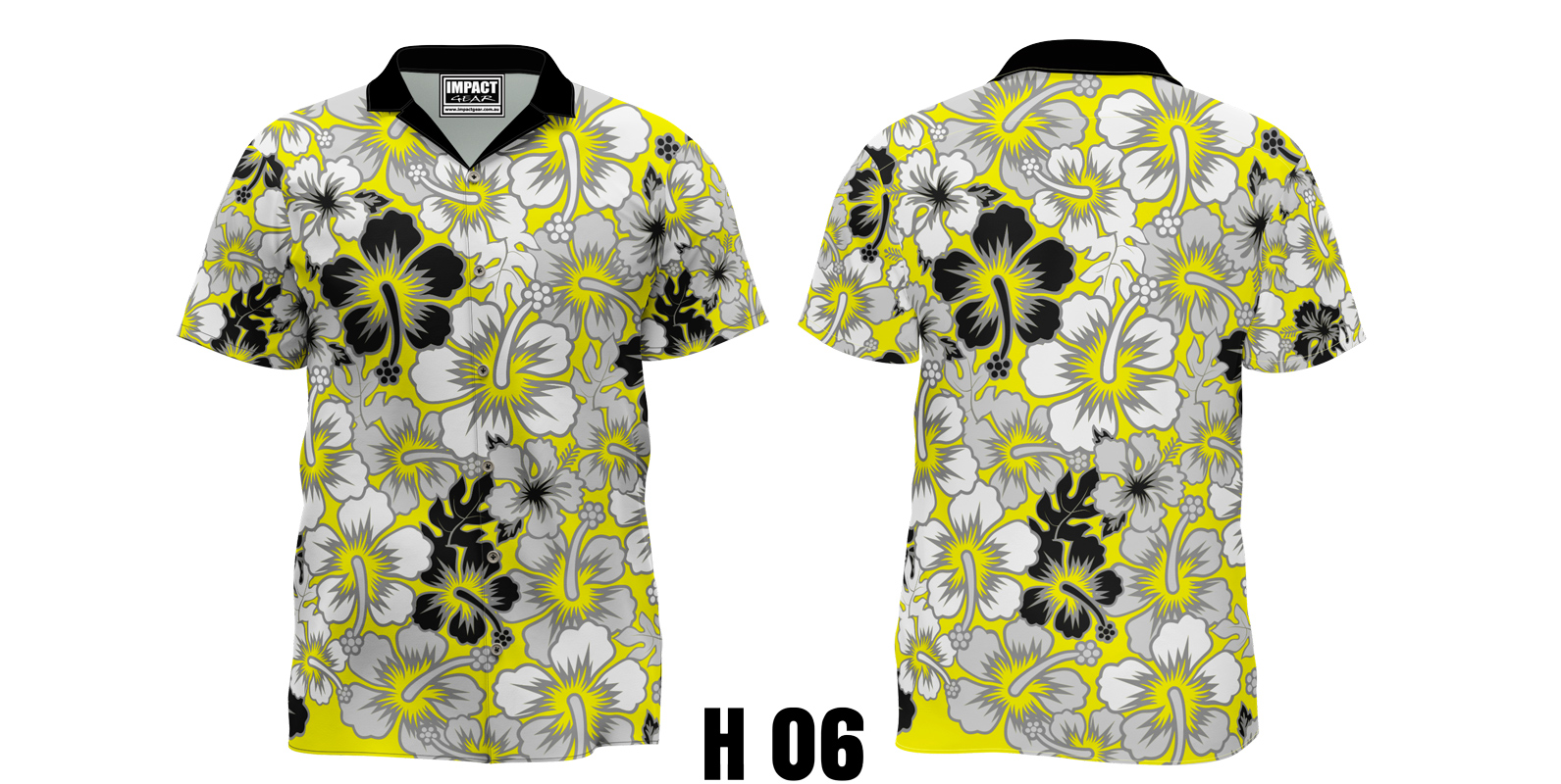 H 06 White Yellow Black Hawaiian dress shirt Sublimated . 