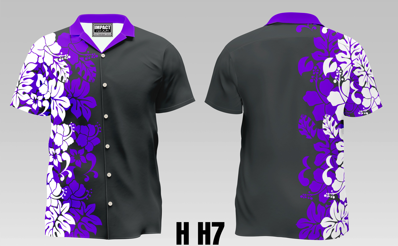 H H07 Custom made shirt full button Black Purple White Sublimated