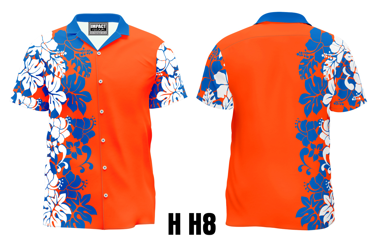 H H8 Orange Blue White Hawaiian shirt Custom made,