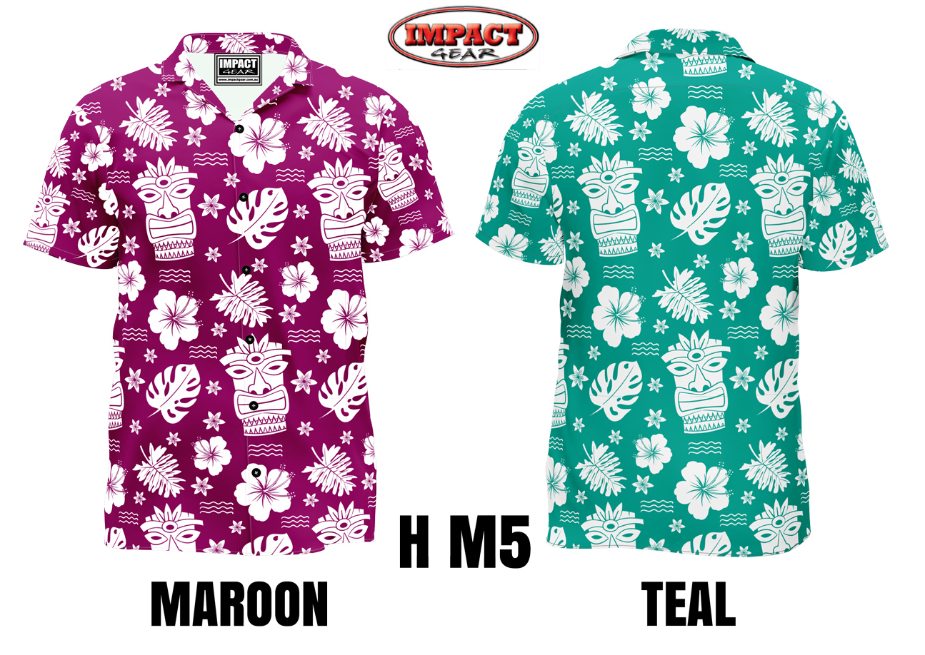 Maroon or Teal Hawaiian SHIRT, cUSTOM MADE , ALL OVER PRINT SUBLIMATED