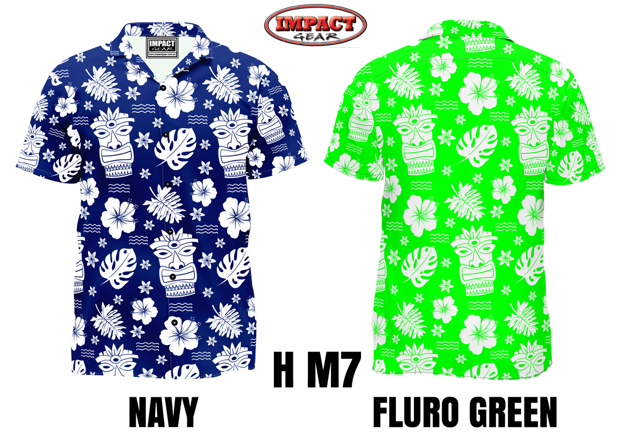 H M7 Navy Blue or Fluro Green Sublimated shirt, Custom made.