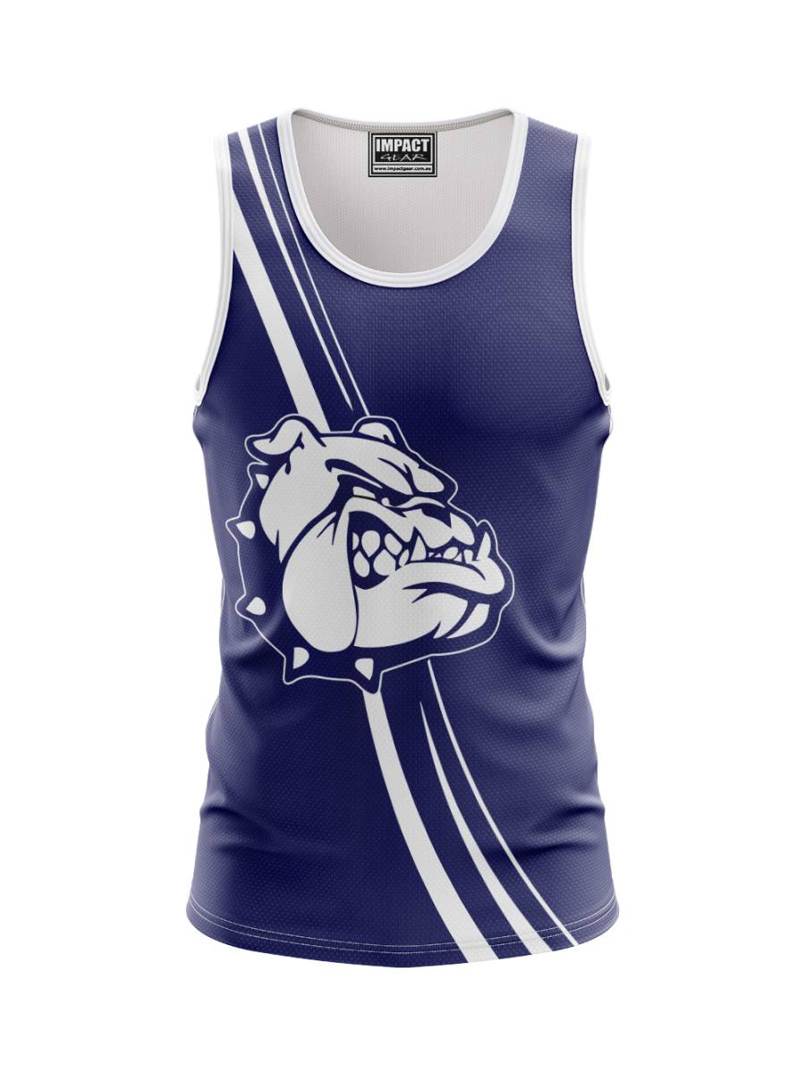 Bulldogs Navy White Fully Dye Sublimated Singlet