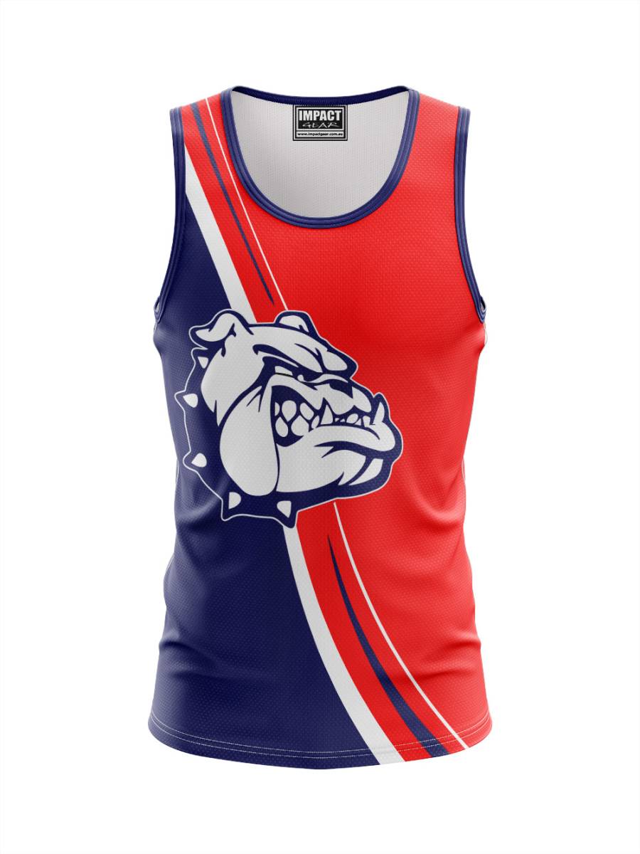 Bulldogs Design Red Navy Sublimated Singlet, Tank top , Custom made