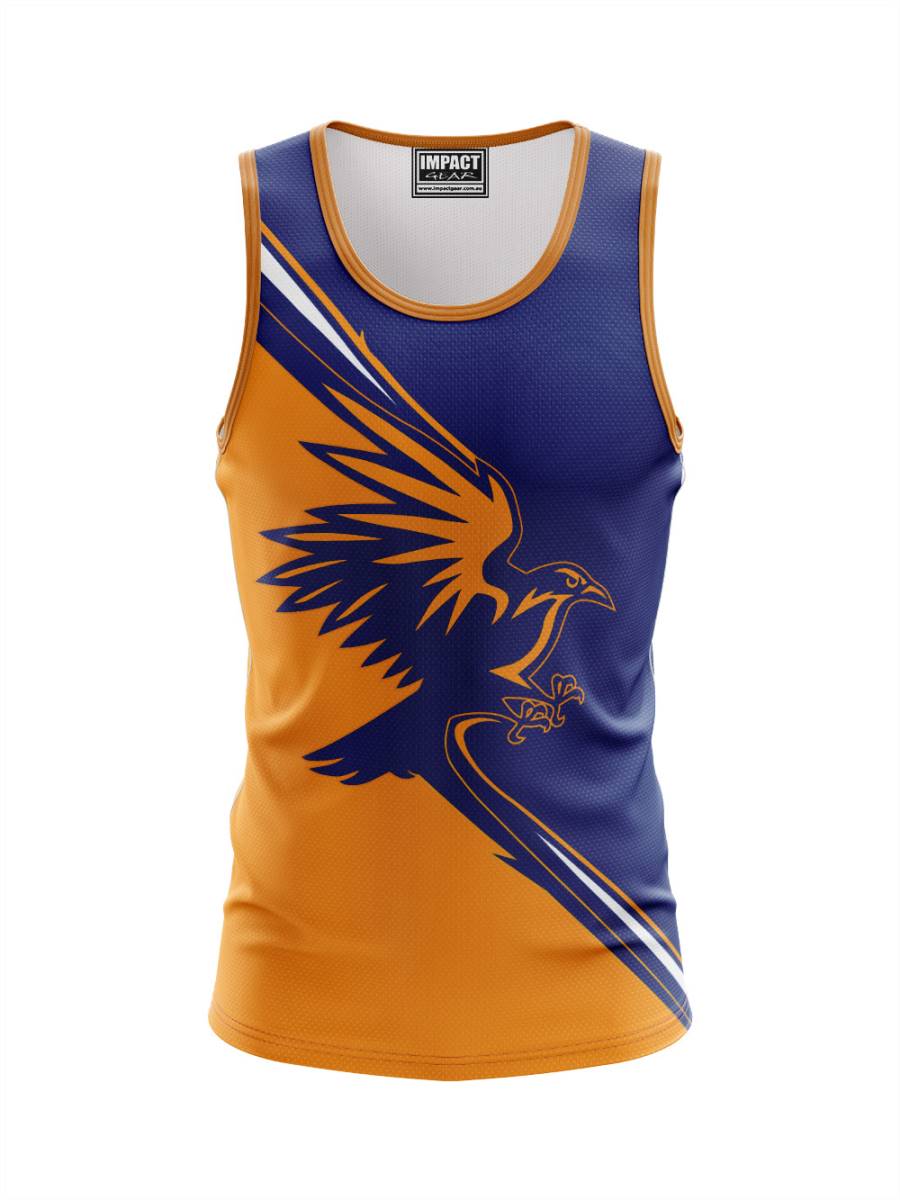 Gold Blue Crows Design Singlet, Tank Top, Sublimated