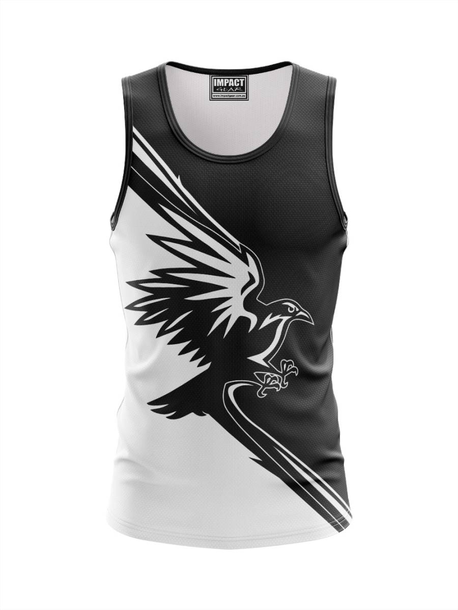 Magpies Design Black White Singlet, Sublimated