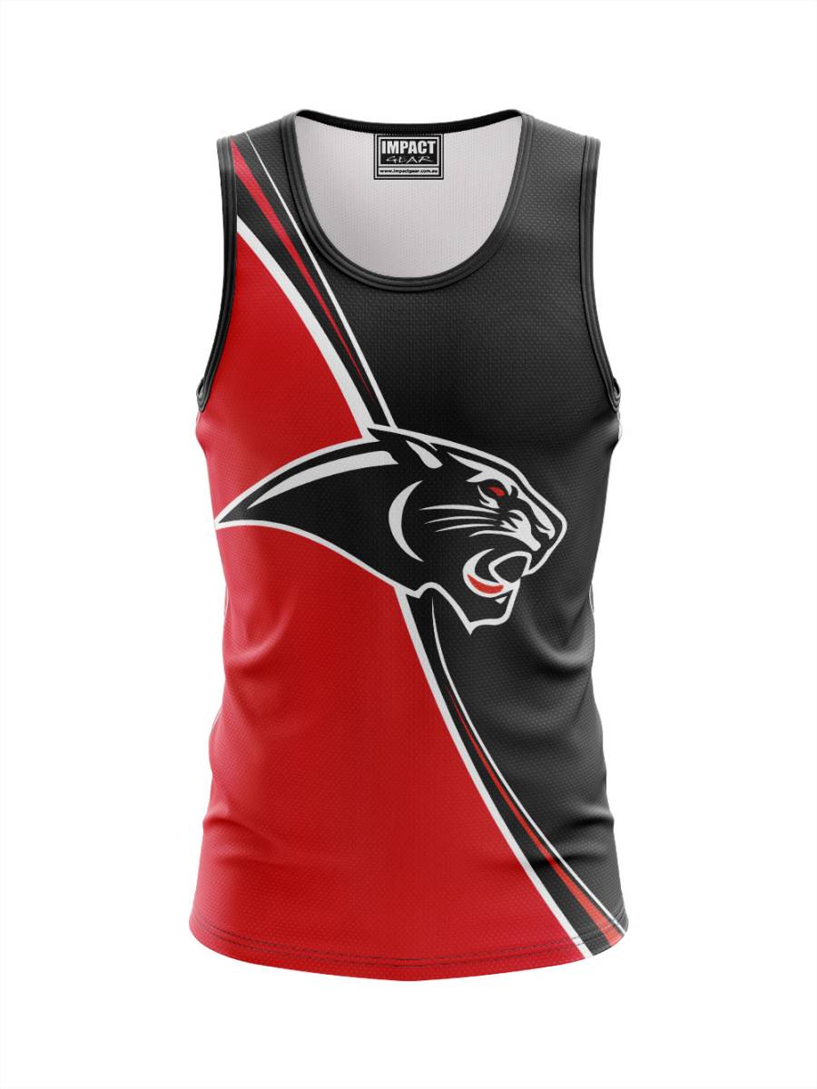 Panthers Design Black Red White Singlet, Sublimated