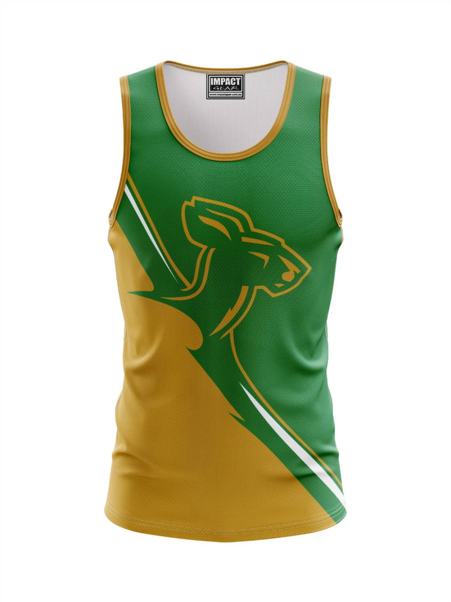 Green Gold Kangaroos Sublimated Singlet