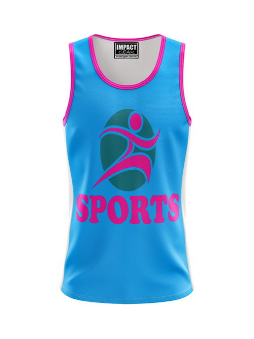 Fully Sublimated Singlet Sports logo Aqua Pink