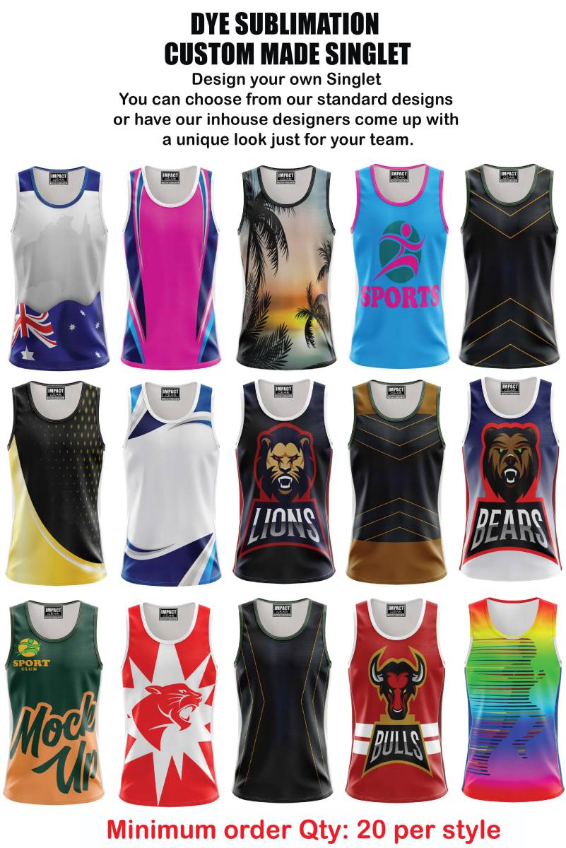 Dye Sublimated Custom made Singlets