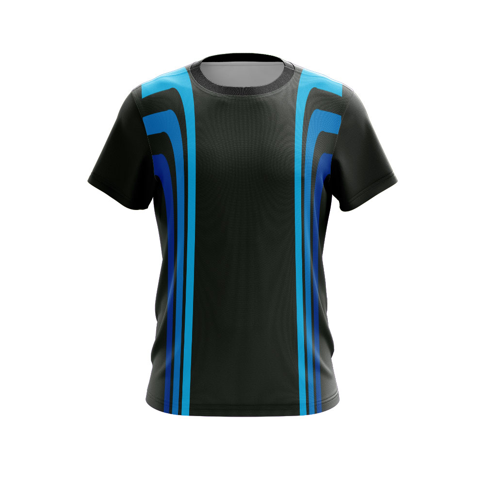 Sublimated T-shirt Black Blue Stripes