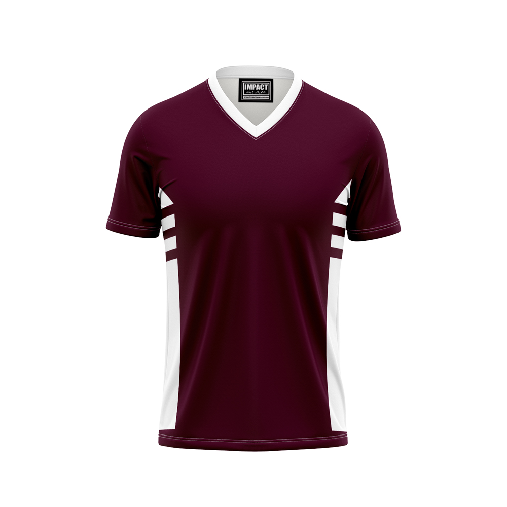 Tassie Maroon White Sublimated V neck T-shirt, Quick dry