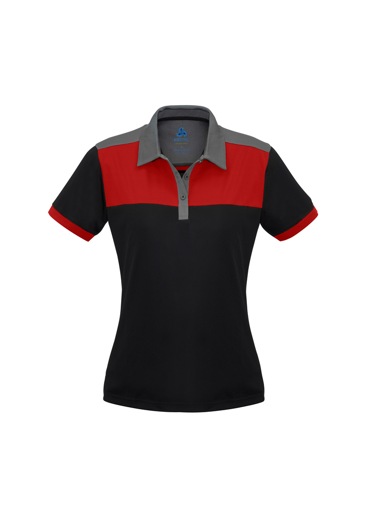 lADIES cHARGER pOLO SHIRT bLACK Red Grey