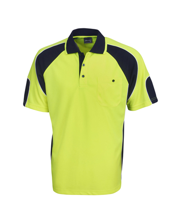 P86 Hi Vis Side Panel Safety  Polo Shirt Fluro Yellow / Navy