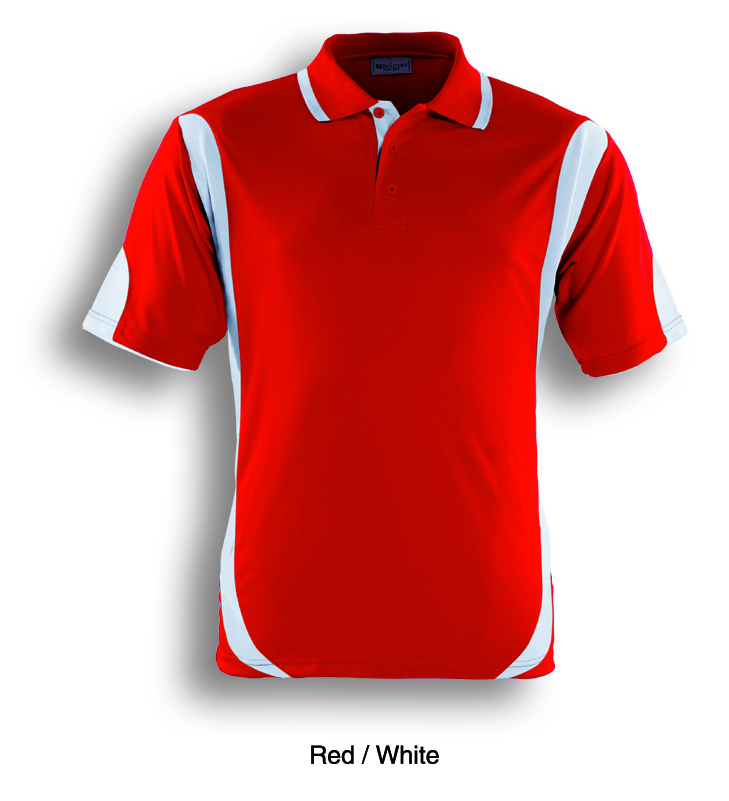 Red / White, Breezeway Contrast  Polo Shirt      UPF: excellent protection     160gsm, 100% breezeway polyester fabric     Breathable  micromesh fabric     Draws Sweat from Body, Quick Dry